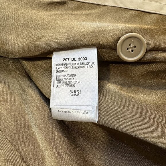 Towne Collection Womens Size L Khaki Trench Coat Belted Padded Shoulder NWT - Picture 10 of 16